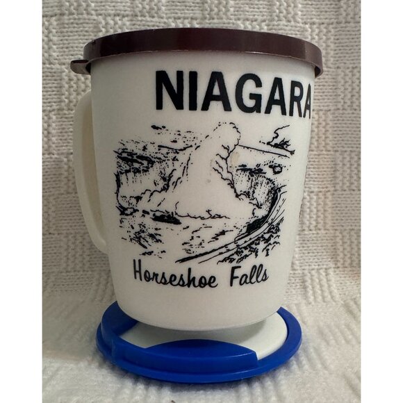 VTG NOS Niagara Falls Horseshoe Falls Travel Mug with Dash Mount and Lid - Picture 1 of 10